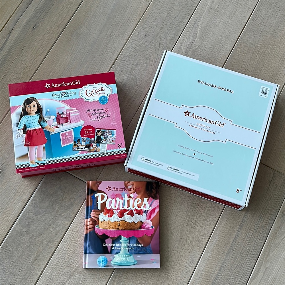 American Girl Party Book, Williams Sonoma AG Utensils, Grace Baking Set